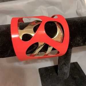 Orange and Gold Metal Bangle Bracelet